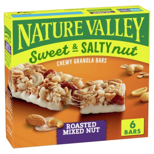 Nature Valley Roasted Mixed Nut Sweet & Salty Nut Chewy Granola Bars, 1.2 oz, 6 count