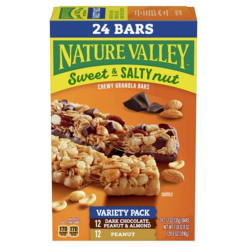 Nature Valley Sweet & Salty Nut Chewy Granola Bars Variety Pack, 1.2 oz, 24 count