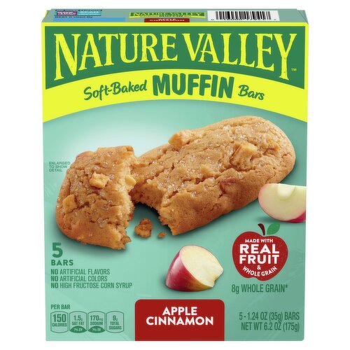 Nature Valley Apple Cinnamon Soft-Baked Muffin Bars, 1.24 oz, 5 count