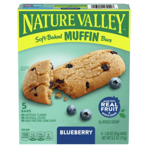 Nature Valley Blueberry Soft-Baked Muffin Bars, 1.24 oz, 5 count