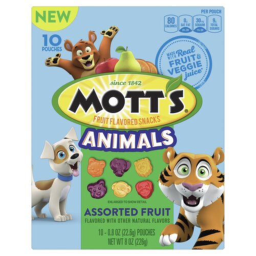 Mott's Animals Assorted Fruit Flavored Snacks, 0.8 oz, 10 count