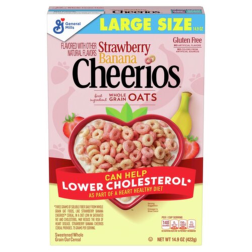 General Mills Cheerios Strawberry Banana Sweetened Whole Grain Oat Cereal Large Size, 14.9 oz