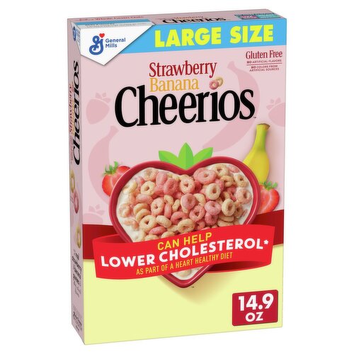 General Mills Cheerios Strawberry Banana Sweetened Whole Grain Oat Cereal Large Size, 14.9 oz