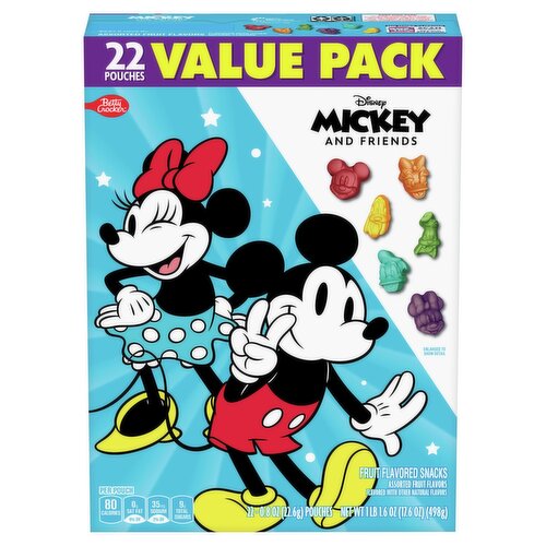 Betty Crocker Disney Mickey and Friends Assorted Fruit Flavored Snacks Value Pack, 0.8 oz, 22 count