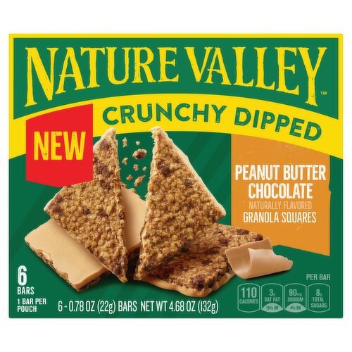 NATURE VALLEY Crunchy Dipped Peanut Butter Chocolate Granola Squares, 0.78 oz, 6 count