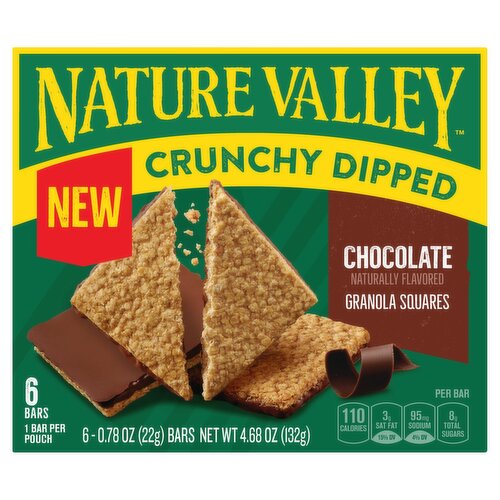 NATURE VALLEY Crunchy Dipped Chocolate Granola Squares, 0.78 oz, 6 count