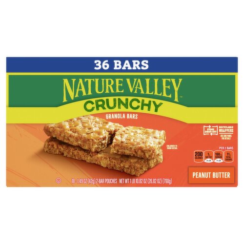 Nature Valley Peanut Butter Crunchy Granola Bars, 1.49 oz, 18 count