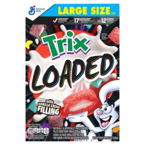 General Mills Trix Loaded With Vanilla Crème Filling Filled Sweetened Wheat Cereal Large Size, 13 oz