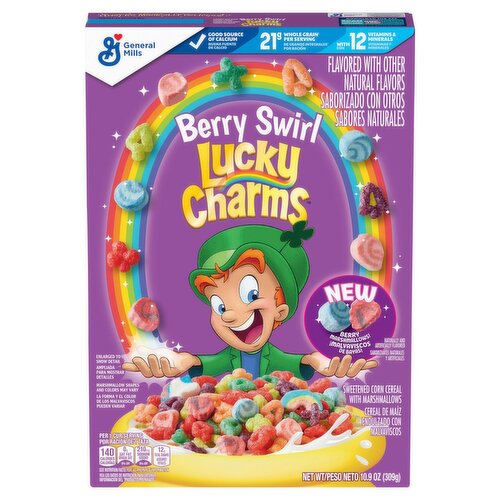 Lucky Charms Berry Swirl Sweetened Corn Cereal with Marshmallows, 10.9 oz