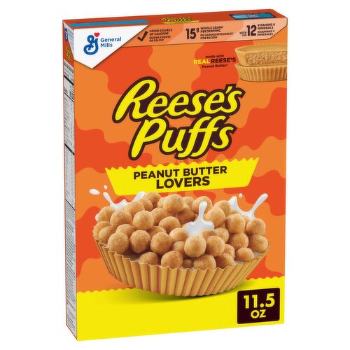 Reese's Puffs Peanut Butter Lovers Sweet & Crunchy Corn Puffs, 11.5 oz