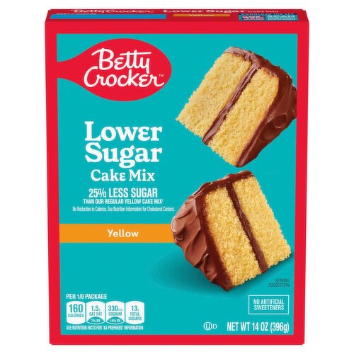 Betty Crocker Yellow Lower Sugar Cake Mix, 14 oz