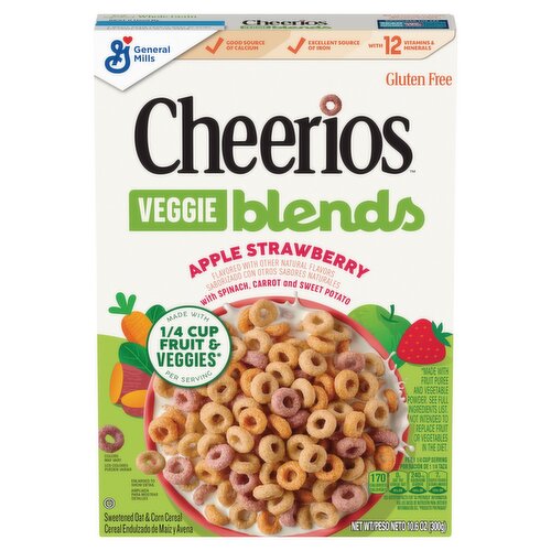 General Mills Cheerios Veggie Blends Apple Strawberry Sweetened Oat & Corn Cereal, 10.6 oz