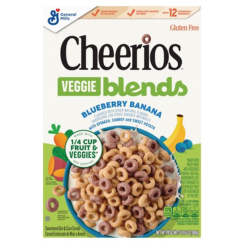 General Mills Cheerios Blueberry Banana Veggie Blends Sweetened Oat & Corn Cereal, 10.6 oz