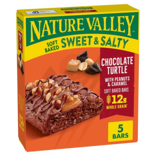 Nature Valley Chocolate Turtle with Peanuts & Caramel Soft Baked Bars, 1.24 oz, 5 count