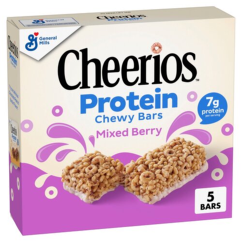 Cheerios Mixed Berry Protein Chewy Bars, 1.27 oz, 5 count