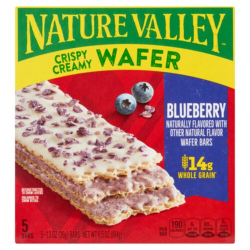 Nature Valley Crispy Creamy Blueberry Wafer Bars, 1.3 oz, 5 count