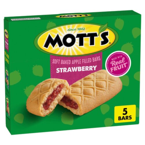Mott's Strawberry Soft Baked Apple Filled Bars, 1.31 oz, 5 count