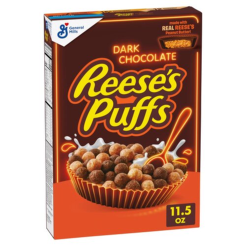 General Mills Reese's Puffs Dark Chocolate Sweet & Crunchy Corn Puffs, 11.5 oz