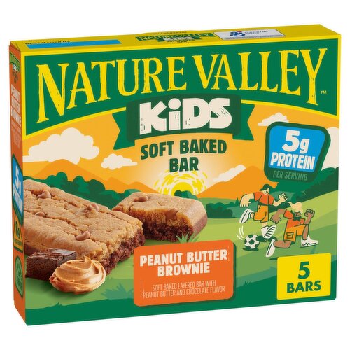 Nature Valley Kids Peanut Butter Brownie Soft Baked Bar, 1.35 oz, 5 count