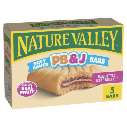 Nature Valley Peanut Butter & Grape Flavored Jelly Soft Baked Bars, 1.95 oz, 5 count