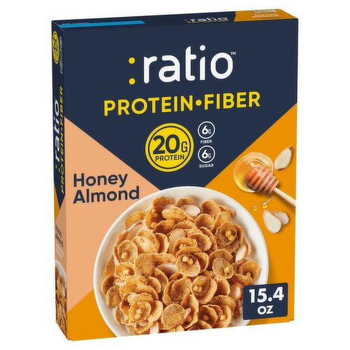 :Ratio Protein-Fiber Honey Almond Wheat Flakes with Almonds & Pea Protein Crisps, 15.4 oz