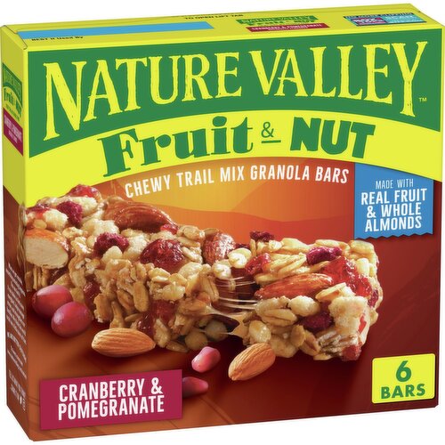 Nature Valley Fruit & Nut Cranberry & Pomegranate Chewy Trail Mix Granola Bars, 1.1 oz, 6 count