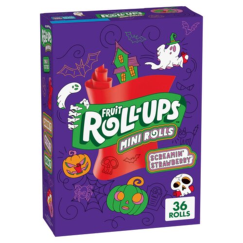 Fruit Roll-Ups Mini Rolls Screamin' Strawberry Fruit Flavored Snacks, 0.37 oz, 36 count