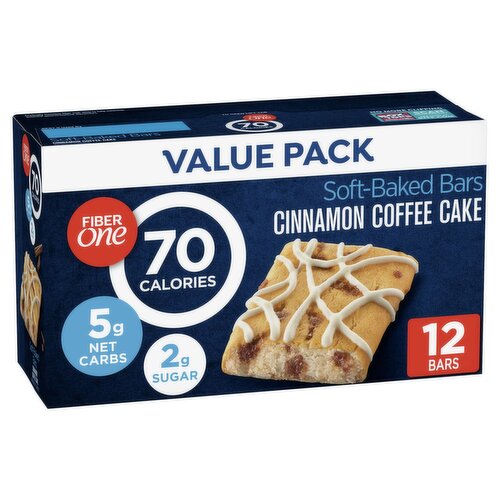 Fiber One Cinnamon Coffee Cake Soft-Baked Bars Value Pack, 0.89 oz, 12 count