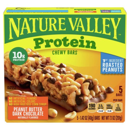 Nature Valley Peanut Butter Dark Chocolate Protein Chewy Bars, 1.42 oz, 5 count