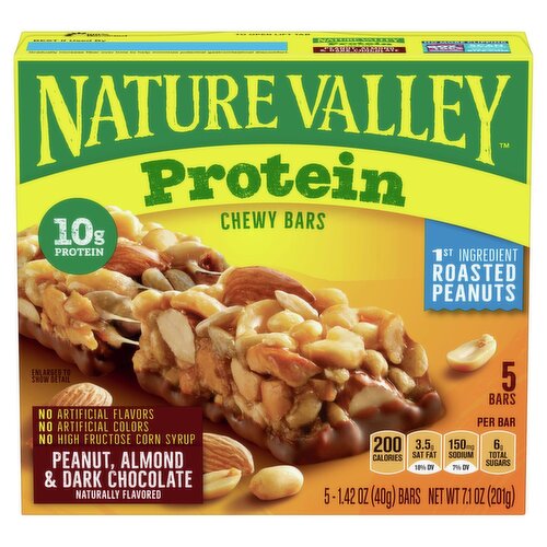 Nature Valley Protein Peanut, Almond & Dark Chocolate Chewy Bars, 1.42 oz, 5 count