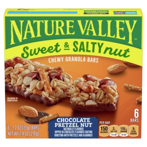 Nature Valley Sweet & Salty Nut Chocolate Pretzel Nut Chewy Granola Bars, 1.2 oz, 6 count