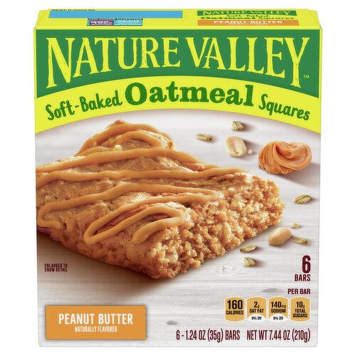 Nature Valley Peanut Butter Soft-Baked Oatmeal Squares Bars, 1.24 oz, 6 count