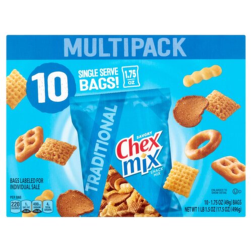 Chex Mix Traditional Savory Snack Mix Multipack, 1.75 oz, 10 count