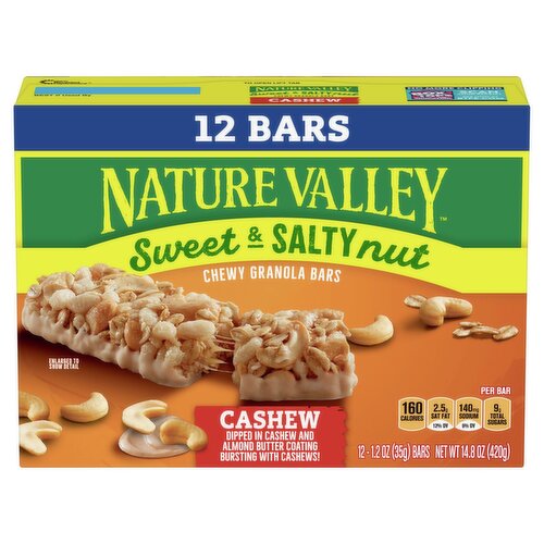 Nature Valley Sweet & Salt Nut Cashew Chewy Granola Bars, 1.2 oz, 12 count