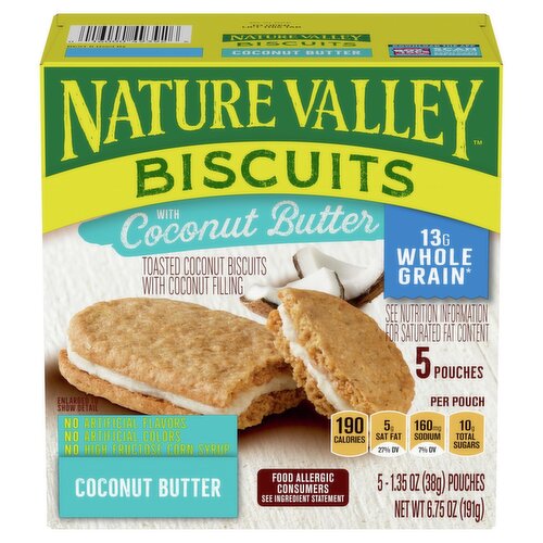 Nature Valley Biscuits with Coconut Butter, 1.35 oz, 5 count