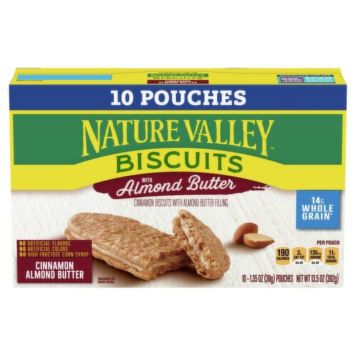 Nature Valley Cinnamon Almond Butter Biscuits Value Pack, 1.35 oz, 10 count