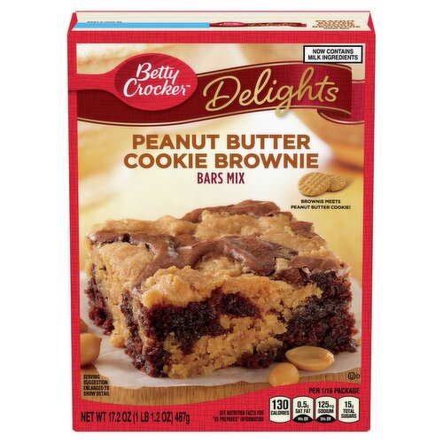 Betty Crocker Delights Peanut Butter Cookie Brownie Bars Mix, 17.2 oz