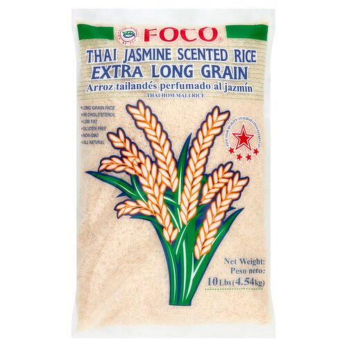 Foco Extra Long Grain Thai Jasmine Scented Rice, 10 lbs