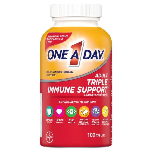 One A Day Adult Triple Immune Support Complete Multivitamin/Multimineral Supplement, 100 count