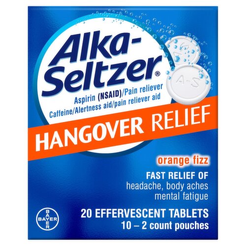 Alka-Seltzer Orange Fizz Hangover Relief Effervescent Tablets, 2 count, 10 pack