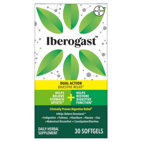 Iberogast Dual Action Digestive Relief Daily Herbal Supplement Softgels