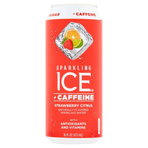 Sparkling Ice + Caffeine Strawberry Citrus Naturally Flavored Sparkling Water, 16 fl oz