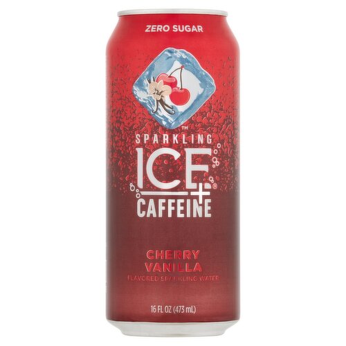 Sparkling Ice Caffeine Zero Sugar Cherry Vanilla Flavored Sparkling Water, 16 fl oz