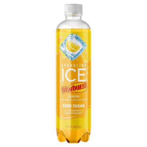 Sparkling Ice Starburst Zero Sugar Lemon Flavored Sparkling Water, 17 fl oz