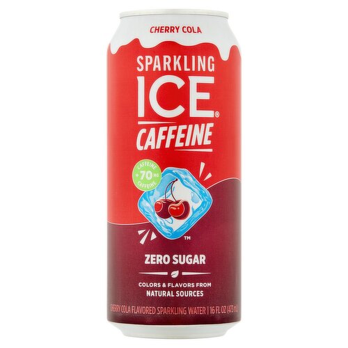 Sparkling Ice Caffeine Zero Sugar Cherry Cola Flavored Sparkling Water, 16 fl oz
