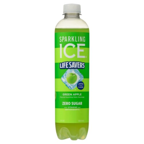 Sparkling Ice Life Savers Zero Sugar Green Apple Flavored Sparkling Water Beverage, 17 fl oz