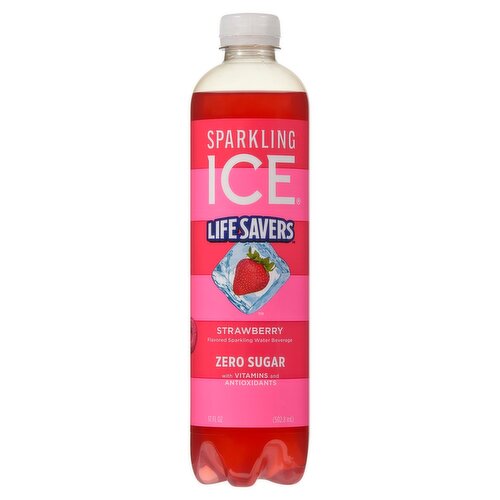 Sparkling Ice Life Savers Zero Sugar Strawberry Flavored Sparkling Water Beverage, 17 fl oz