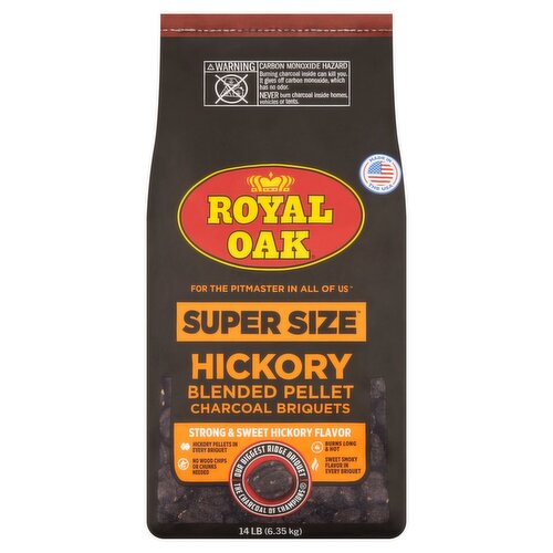 Royal Oak Super Size Hickory Blended Pellet Charcoal Briquets, 14 lb