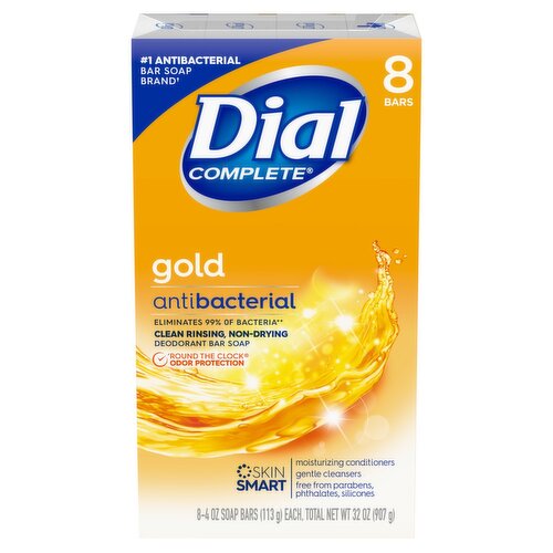 Dial Complete Gold Antibacterial Deodorant Bar Soap 4 oz 8 count The Fresh Grocer