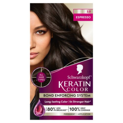 Schwarzkopf Keratin Color 3.0 Espresso Permanent Haircolor, 1 application